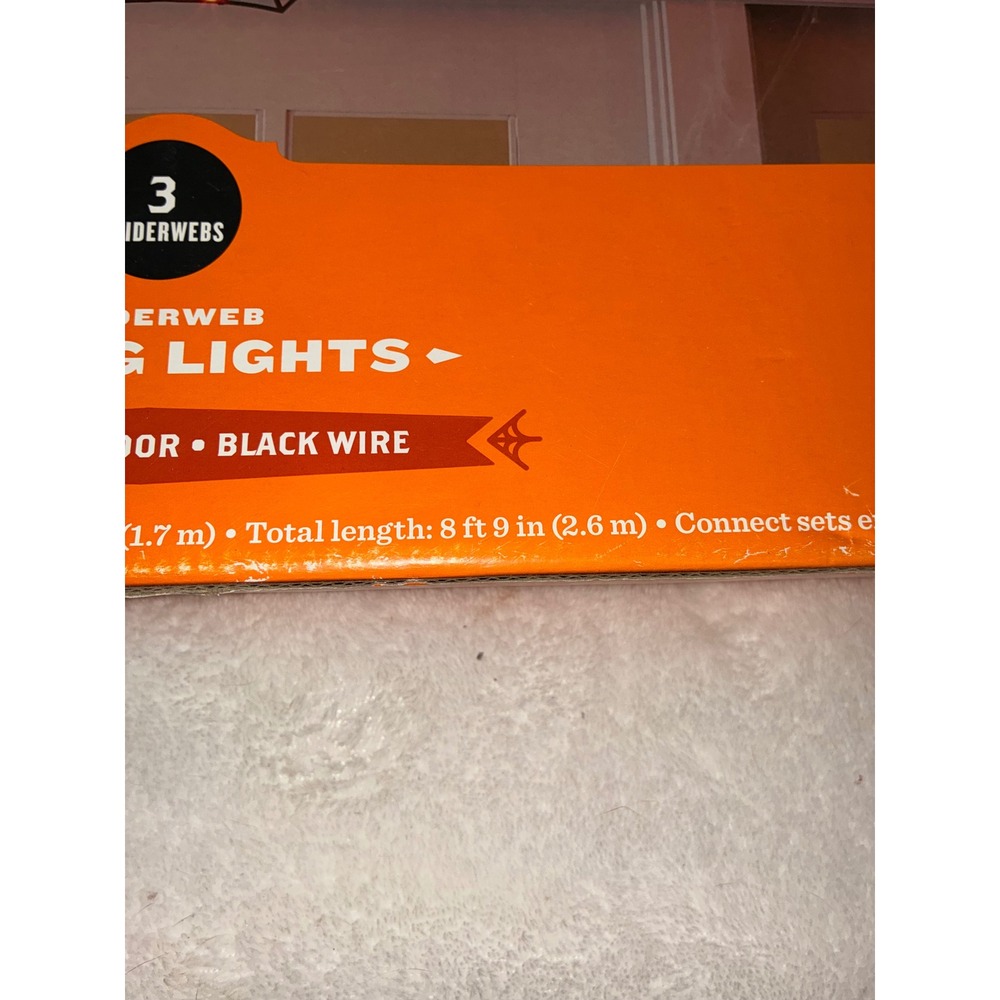 Halloween Spider Web String Lights Hyde & Eek Orange Black Decor Party - Picture 5 of 6